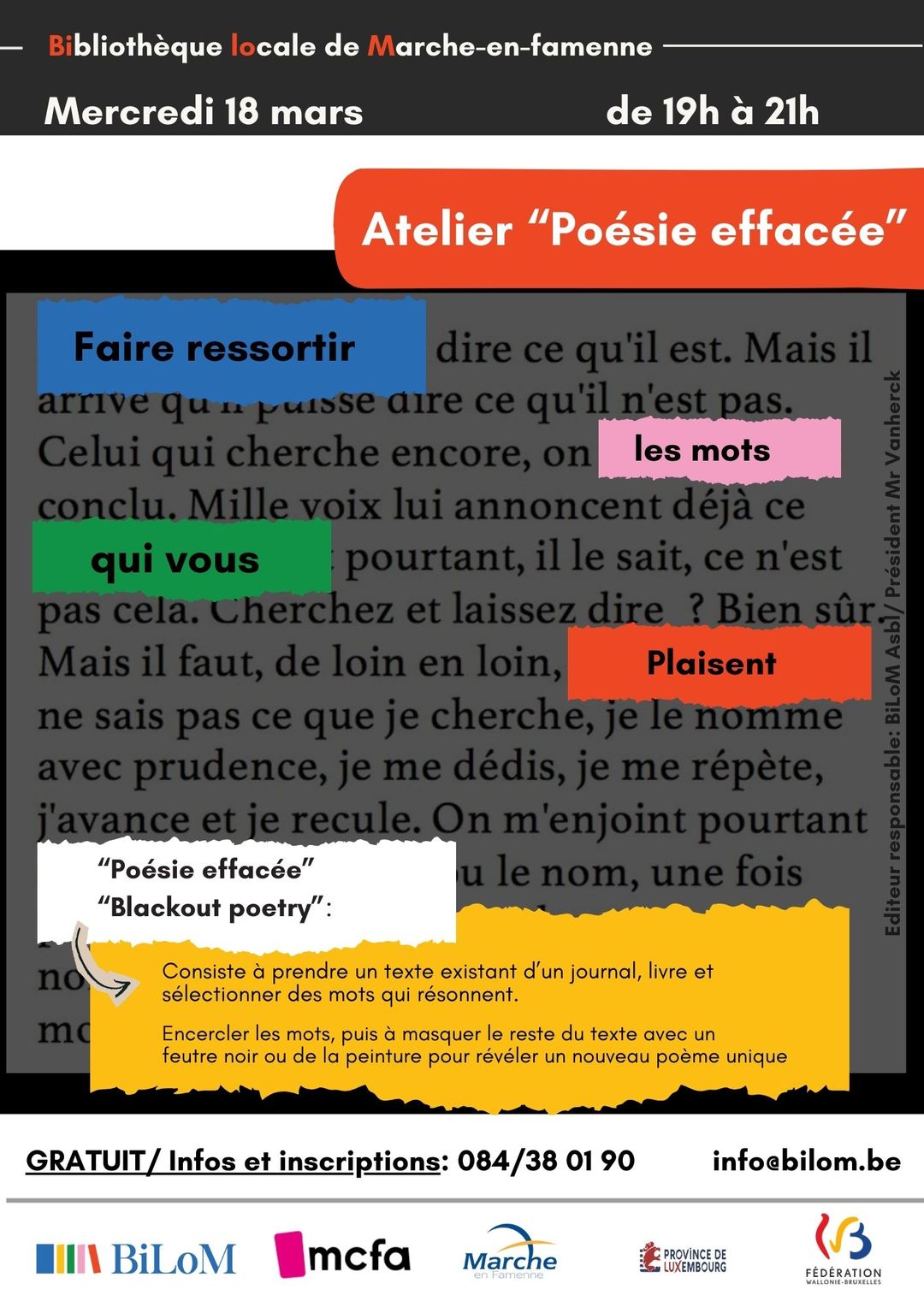 Atelier : "Poésie Effacée"