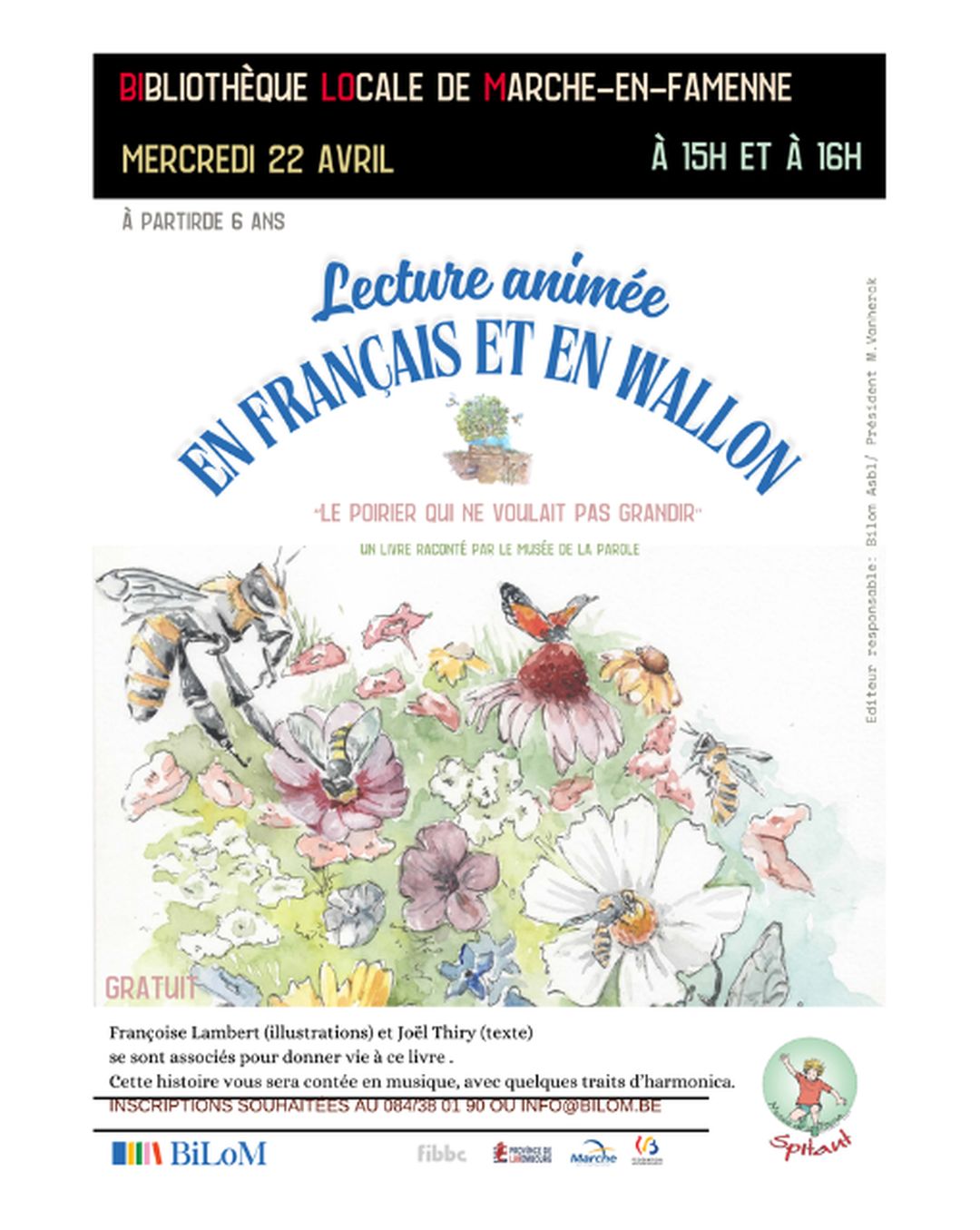 Lecture animée en français et en wallon "Le poirier qui ne voulait pas grandir"
