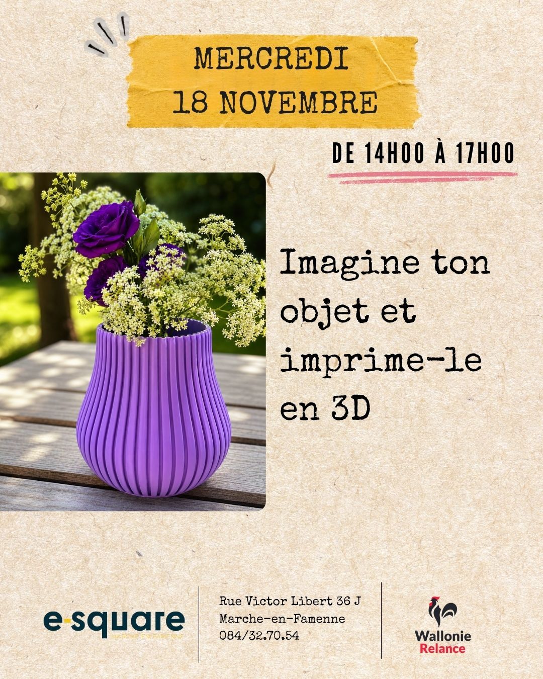 ATELIER CREATIF MENSUEL : Imagine ton objet et imprime-le en 3D