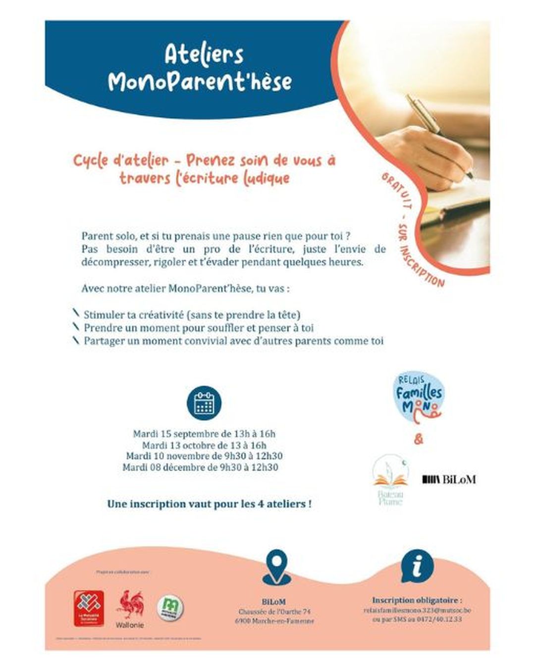Ateliers MonoParent'hèse : Prenez soin de vous à travers l'écriture ludique