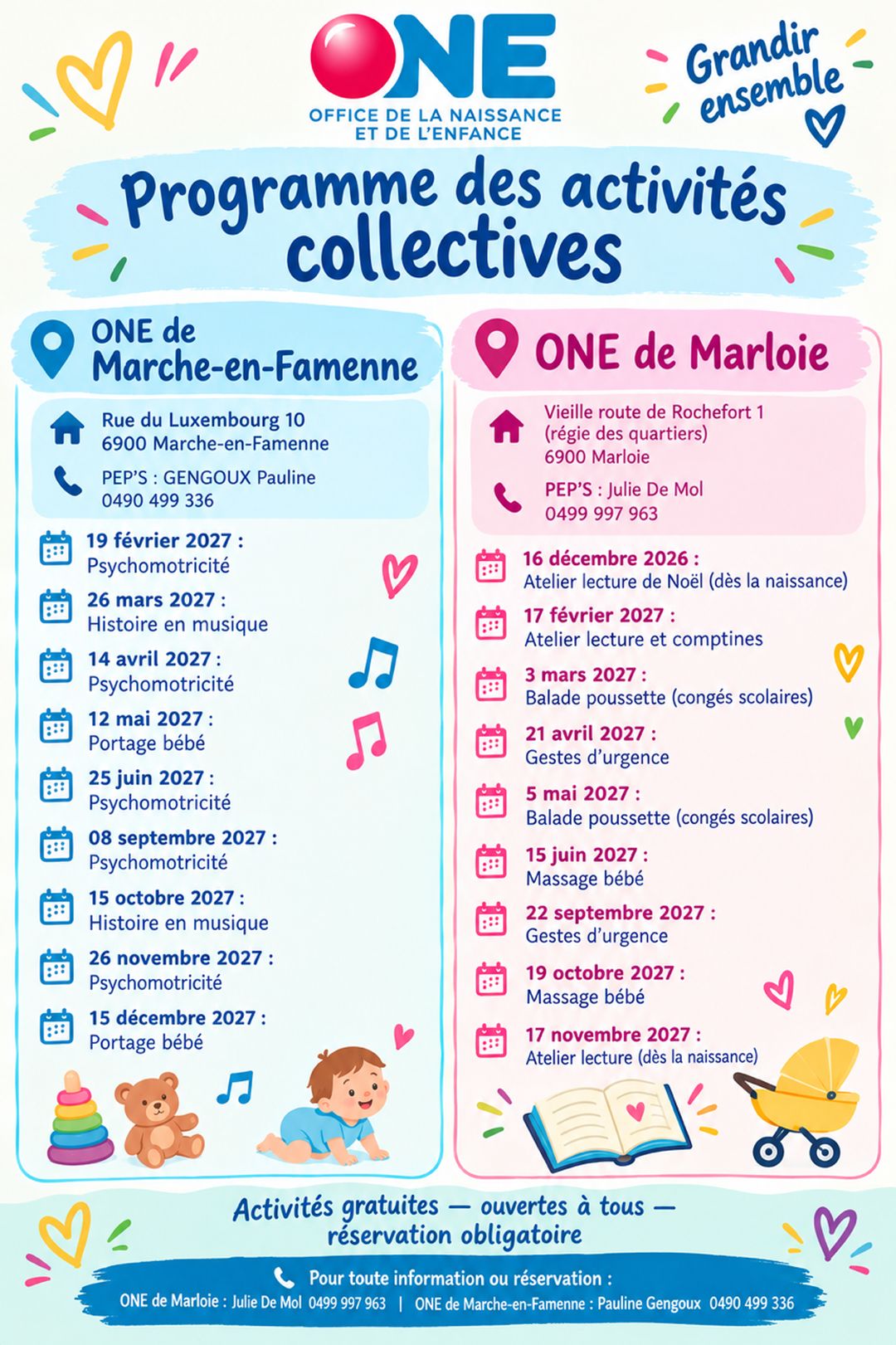 Grandir ensemble ; Programme des activités collectives